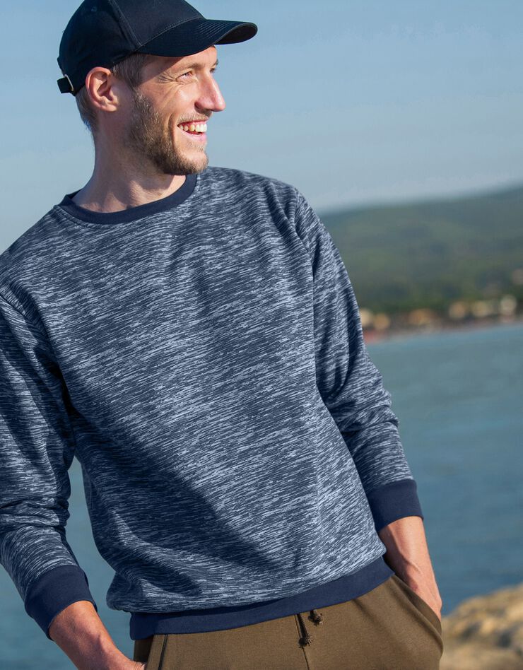 Sweat molleton effet chiné (marine chiné) Sweat molleton effet chiné (marine chiné)