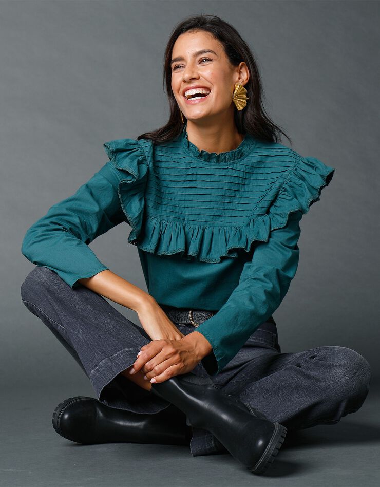 Blouse à plis (vert foncé) Blouse à plis (vert foncé)