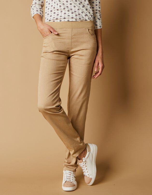 Pantalon droit "ultra confort" taille élastiquée (sable) Pantalon droit "ultra confort" taille élastiquée (sable)