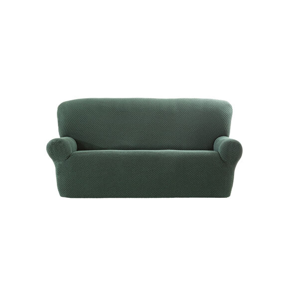Housse texturée bi-extensible spéciale canapé fauteuil à accoudoirs (vert)