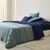 Linge de lit uni bicolore - coton 57 fils/cm&sup2; (marine / c&eacute;ladon)