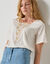 T-shirt boite brodé, manches courtes amples (écru)