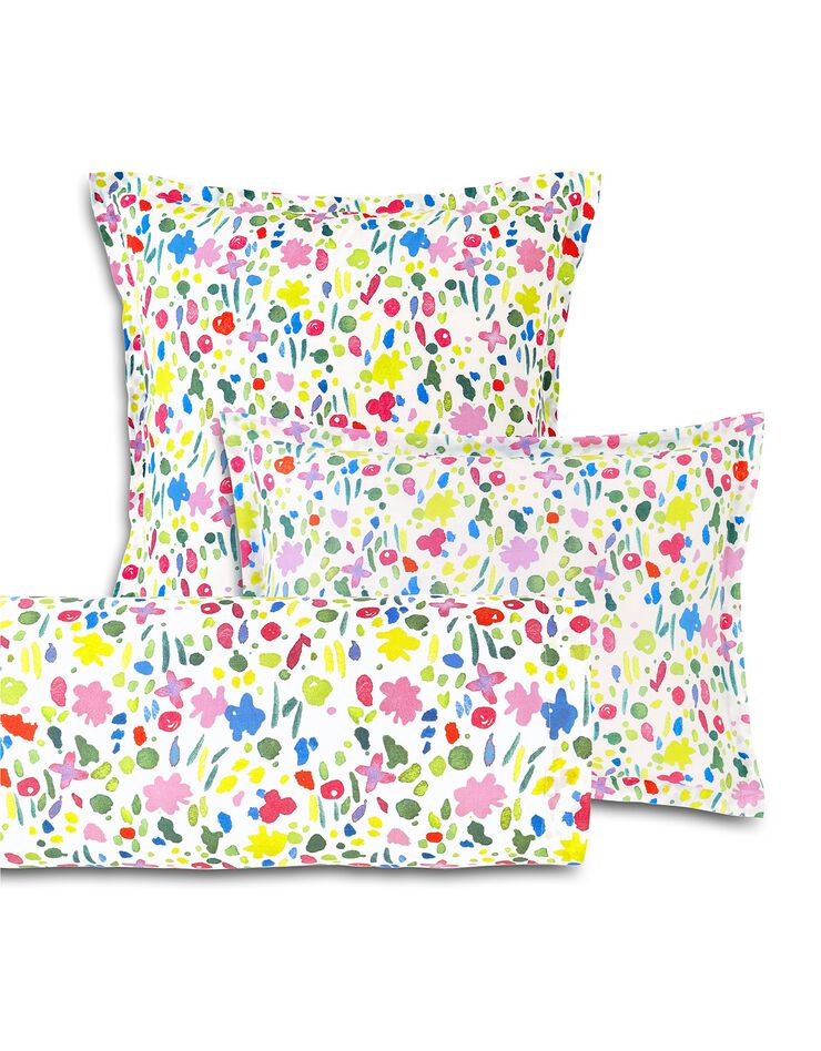 Linge de lit Aquarelle coton imprimé fleuri (blanc)