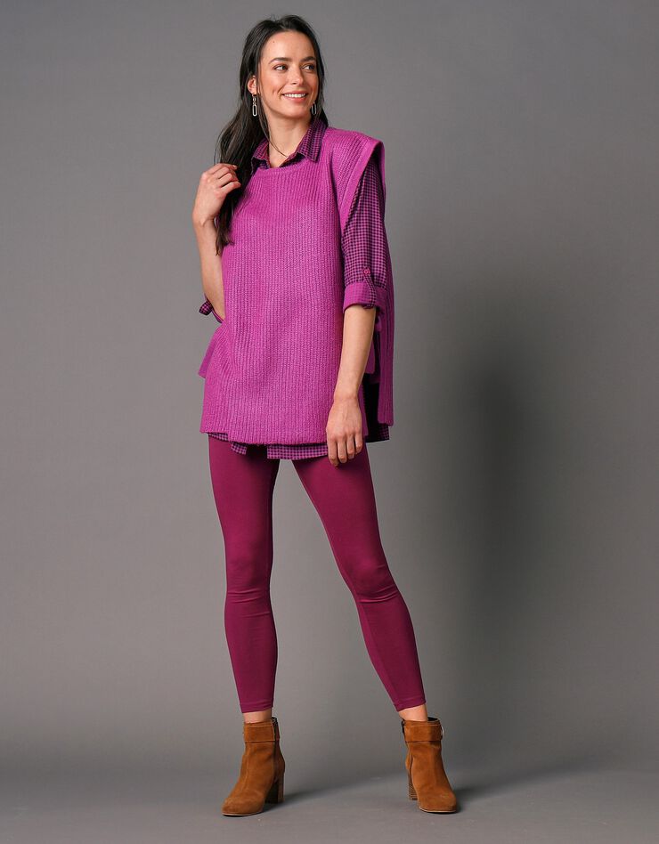 Pull tunique sans manches, maille anglaise toucher mohair (violine)