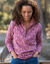 T-shirt col montant zippé imprimé (prune)