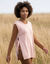 Pull tunique manches courtes avec liens &agrave; nouer, toucher doux (rose poudr&eacute;)