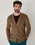 Gilet col V boutonn&eacute; en maille perl&eacute;e (taupe)