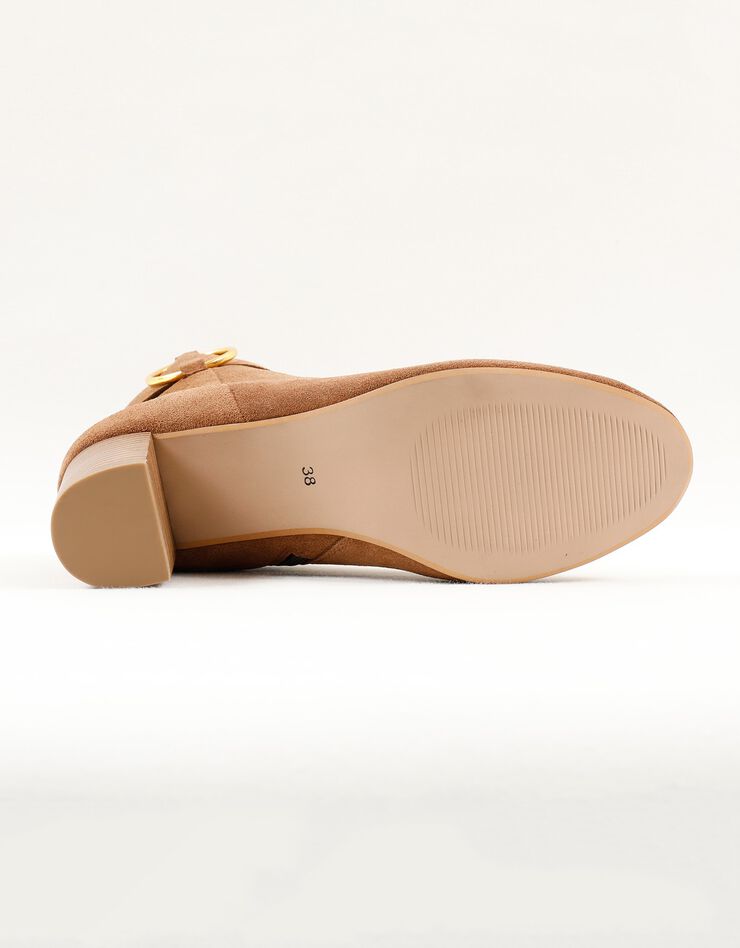 Boots croûte de cuir boucle côté (caramel) Boots croûte de cuir boucle côté (caramel)