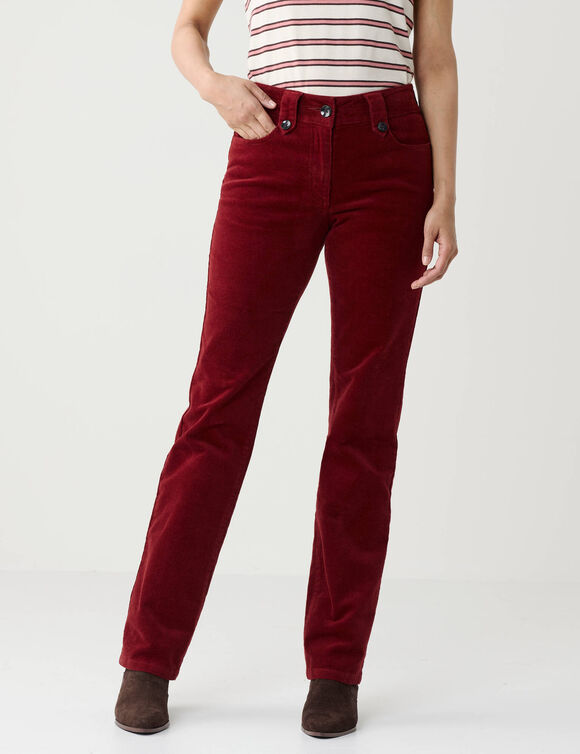 Pantalon droit, velours c&ocirc;tel&eacute; (rouge fonc&eacute;)