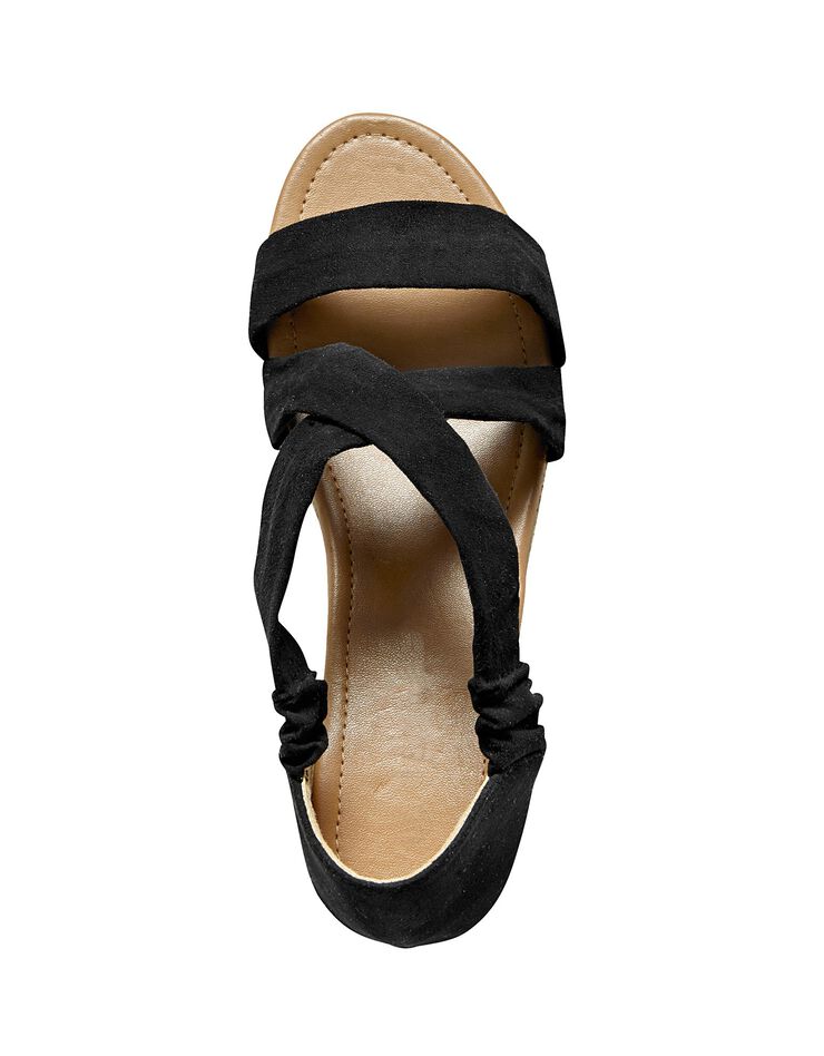 Sandales compensées élastiquées suédine (noir)