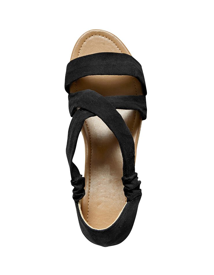 Sandales compensées élastiquées suédine (noir) Sandales compensées élastiquées suédine (noir)