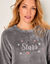 Chemise de nuit longue broderies étoiles, maille polaire (gris)