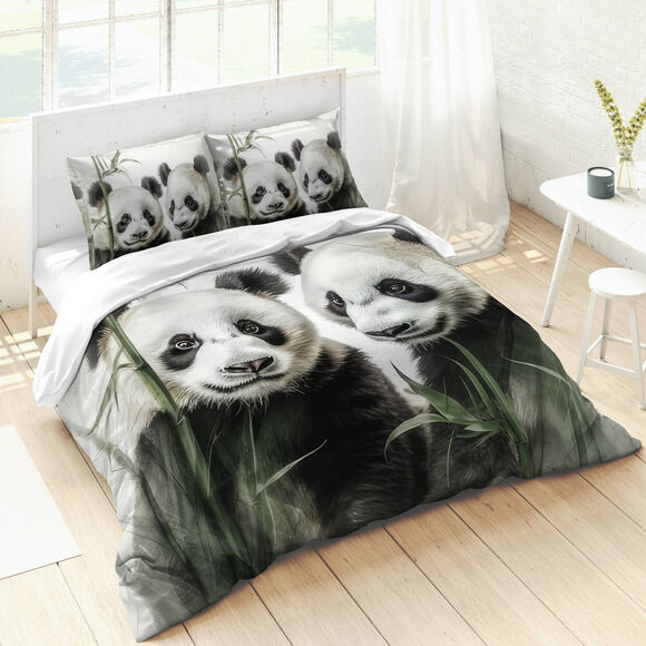 Linge de lit Bambou coton (gris / noir)