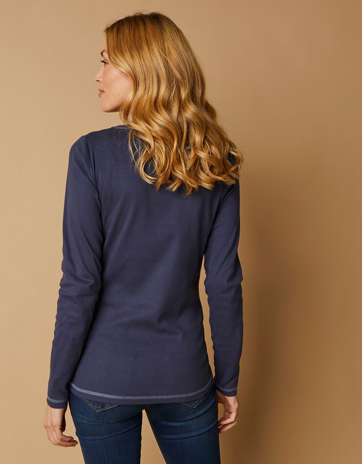 Tee shirt manches longues imprimé fleuri (marine) Tee shirt manches longues imprimé fleuri (marine)