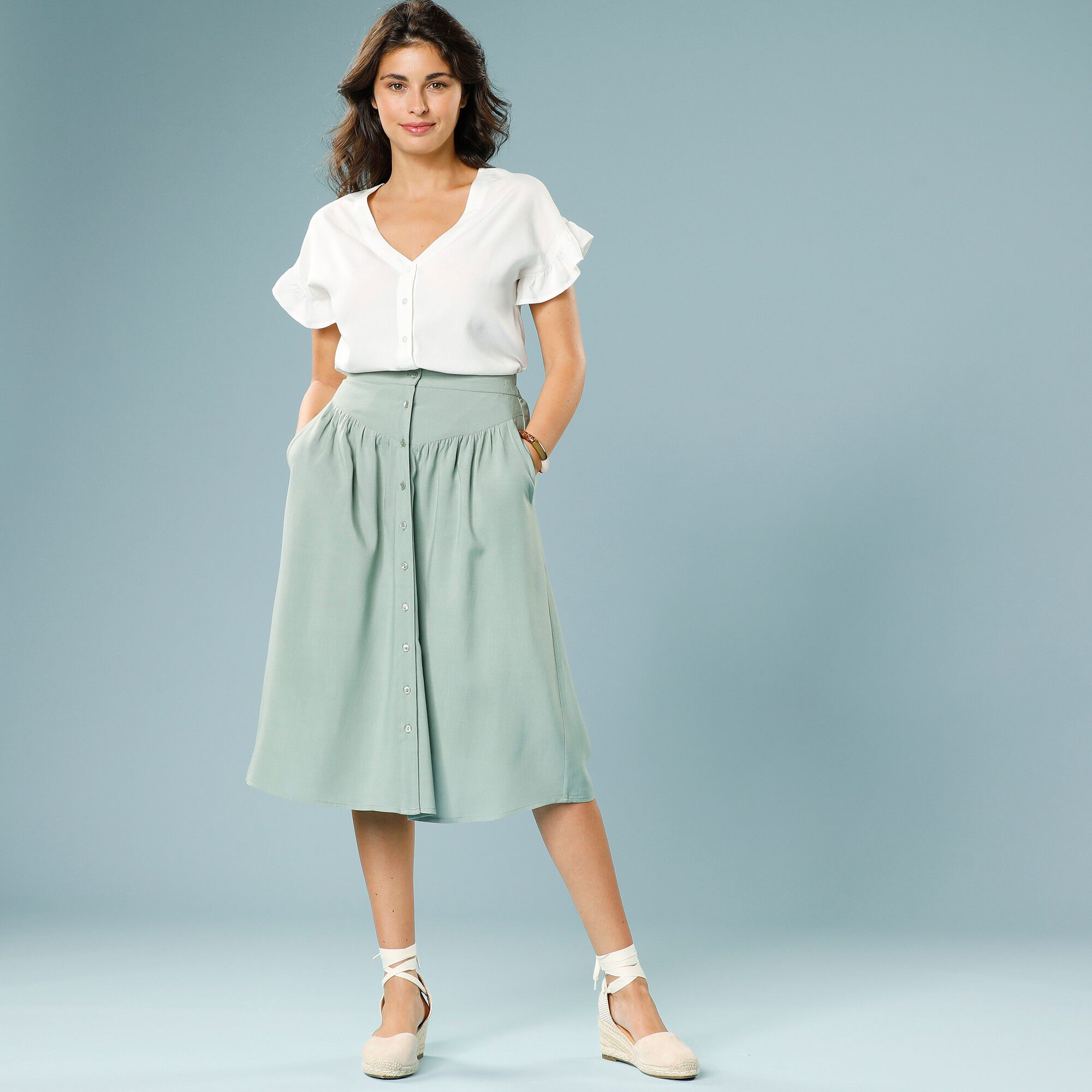 Jupe Midi évasée Nife SP28 - Mi-longue, En Polyester/viscose, Tailles 36 Ou 44, Neuve Avec étiquettes