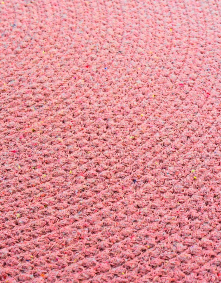 Tapis rond finition pompons rose (rose)