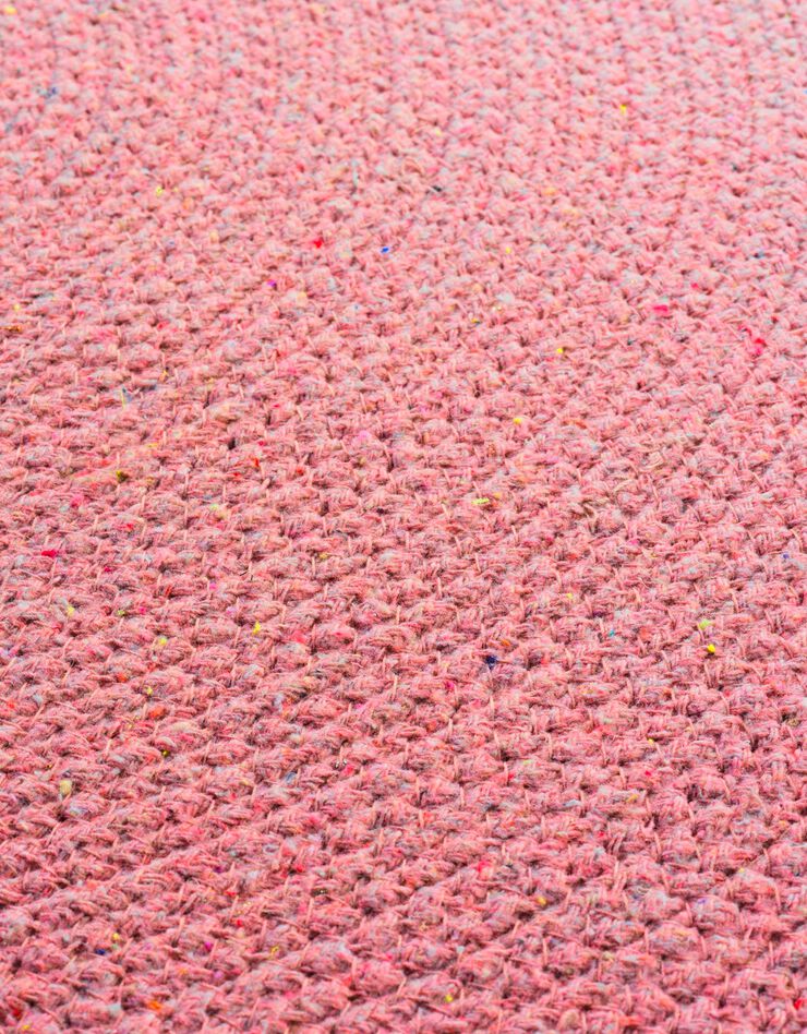 Tapis rond finition pompons rose (rose) Tapis rond finition pompons rose (rose)