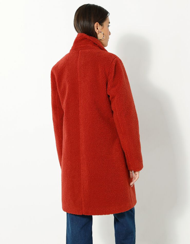 Manteau maille bouclette col tailleur (paprika)
