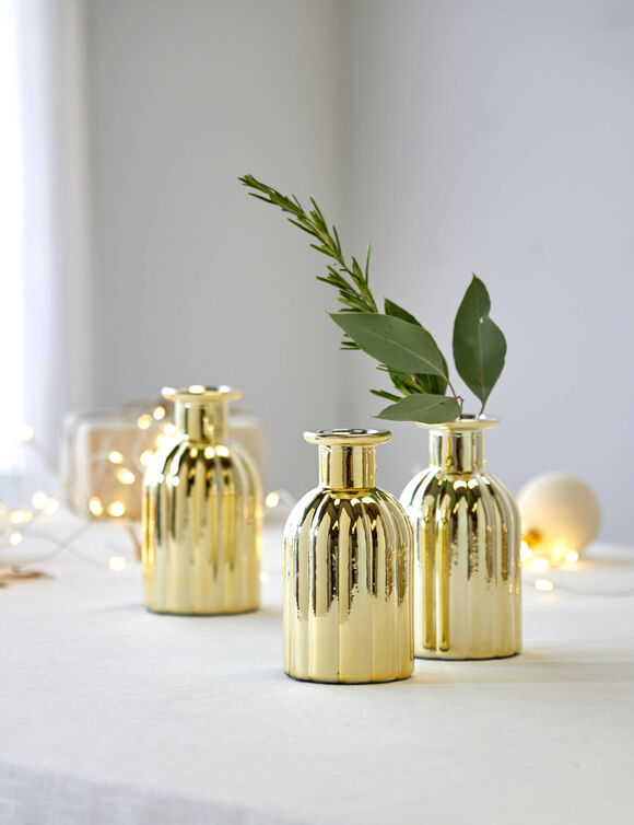 Soliflores en verre - lot de 3 (doré)