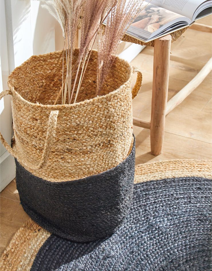 Panier jute tressé naturel / noir (naturel/noir)