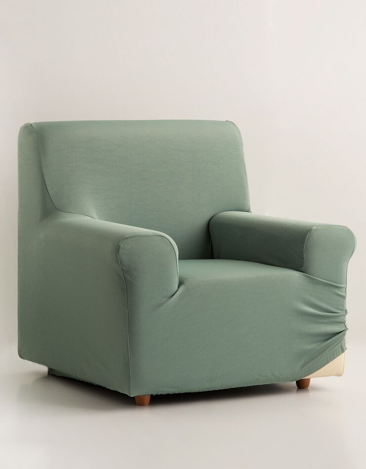 Housse unie fauteuil canapé bi-extensible  (amande)