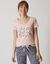 Tee-shirt manches courtes coton uni imprimé placé "Beautiful" (rose) Tee-shirt manches courtes coton uni imprimé placé "Beautiful" (rose)