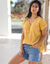 Blouse macramé, crépon coton (curry)
