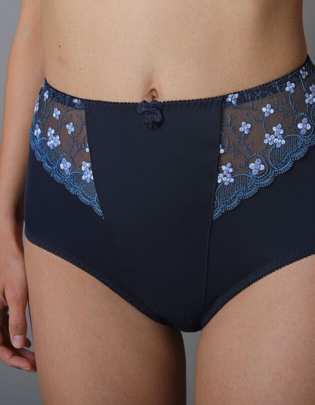 Gainette microfibre tulle brodé Caminata (marine)