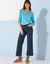 T-shirt manches 3/4 uni, coton (bleu turquoise)