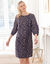 Robe droite manches 7/8ème imprimée (marine / bleu)