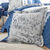 Linge de lit Gabrielle en coton imprimé pois, fleurs et dentelle (bleu marine)