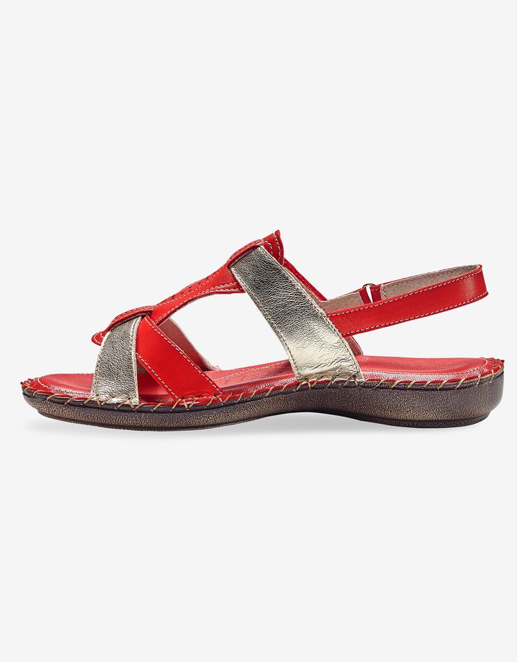 Sandales bicolores en cuir extra souple - rouge (rouge) Sandales bicolores en cuir extra souple - rouge (rouge)