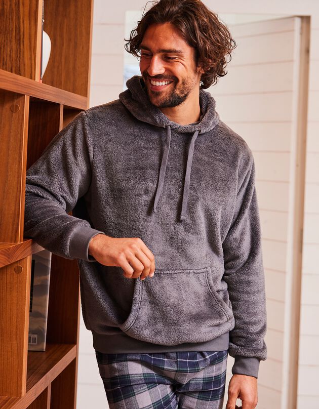 Sweat à capuche en polaire (gris anthracite)