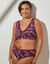 Soutien-gorge grand maintien coton imprimé fleuri "Capella" - sans armatures (prune)