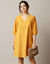 Robe broderie anglaise manches 3/4 (safran)
