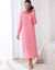 Chemise de nuit longue manches longues imprimé nœuds (rose foncé)