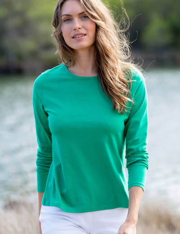 T-shirt uni manches longues (vert menthe)