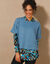 Pull poncho manches coude (bleu grisé)