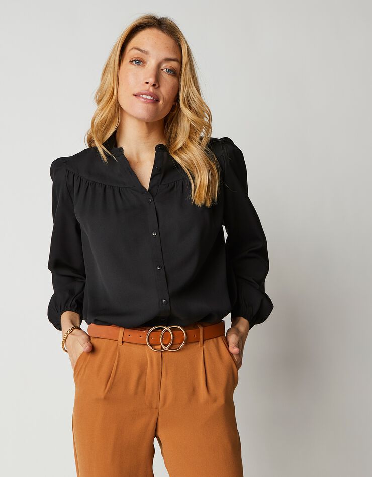 Blouse boutonnée col officier (noir) Blouse boutonnée col officier (noir)
