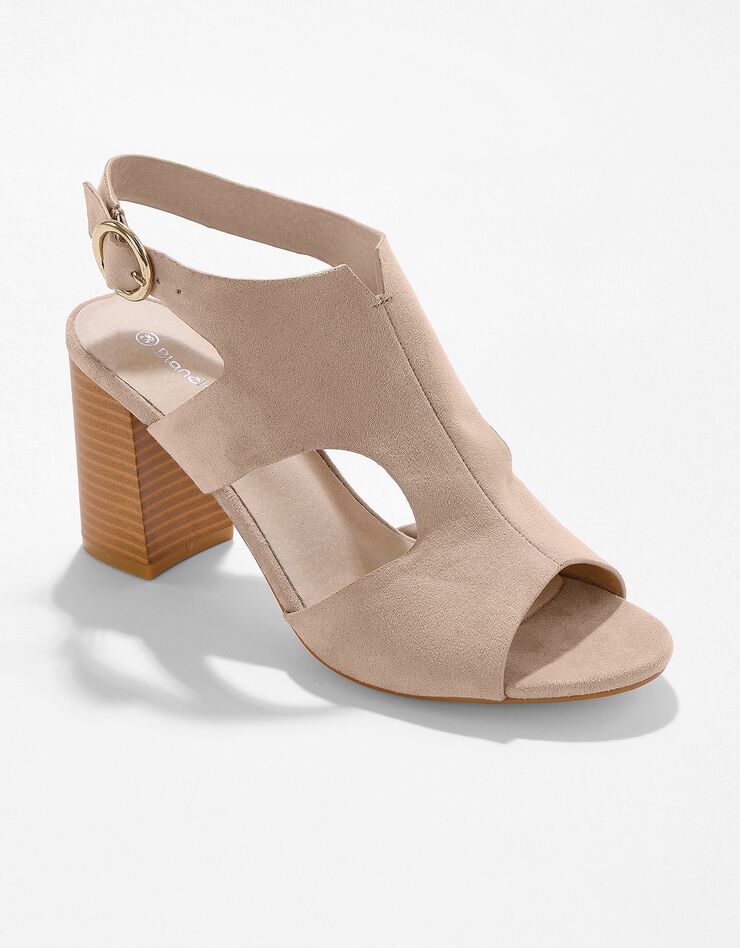 Sandales enveloppantes à talon bois (beige)