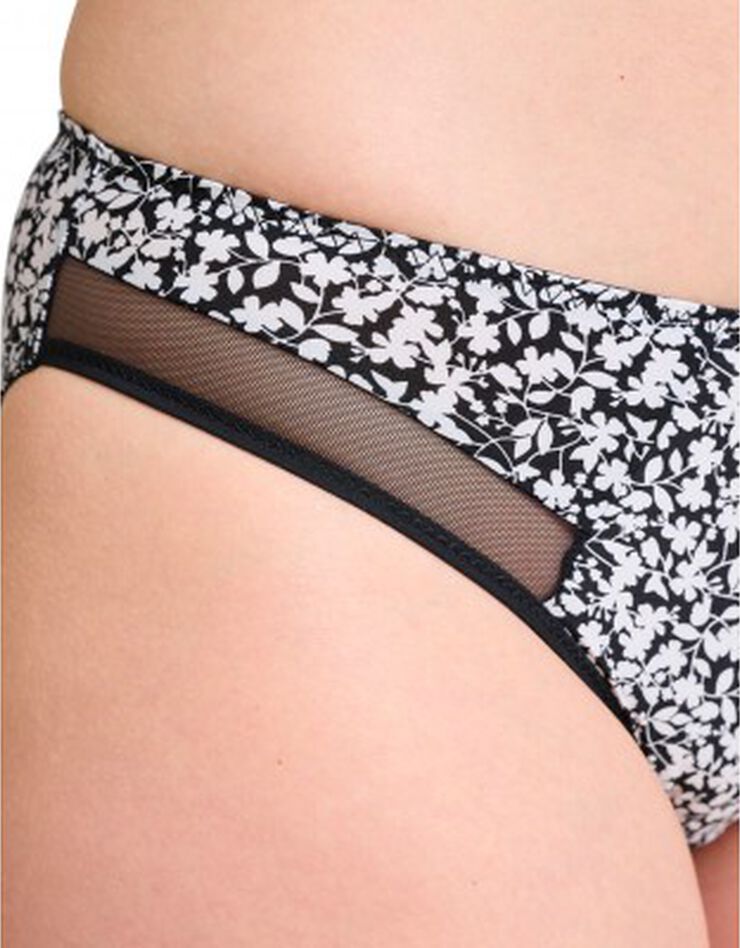 Slip microfibre imprimée et tulle "Complice" (noir) Slip microfibre imprimée et tulle "Complice" (noir)