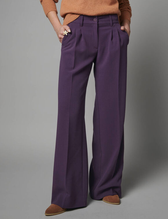 Pantalon large taille haute. (violet)