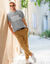 Pantalon chino ceinture arrondie sous le ventre (caramel)