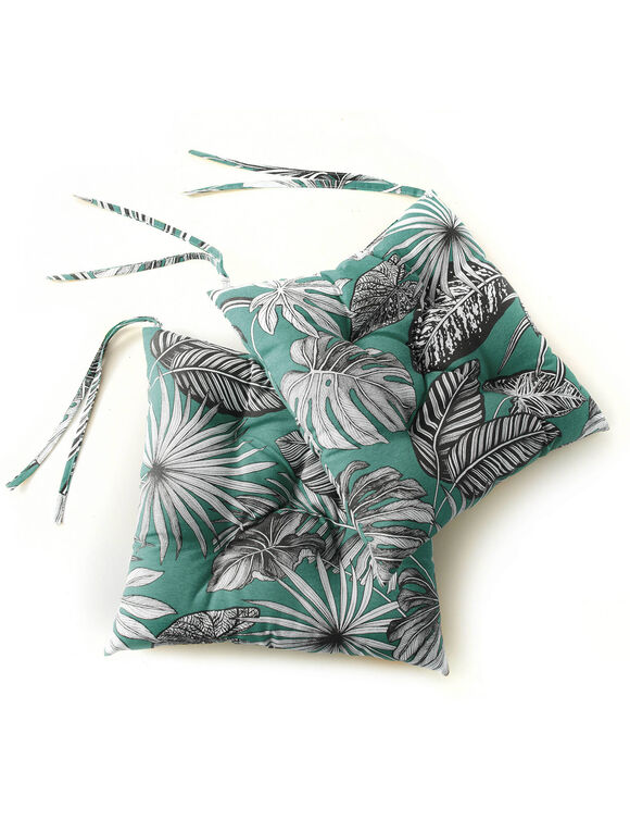 Galette de chaise imprimé tropical - lot de 2 (vert)