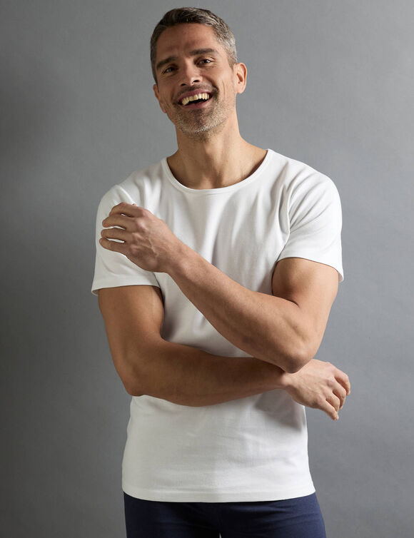 T-shirt sous-v&ecirc;tement homme col rond manches courtes chaleur douce - lot de 2 (blanc)