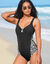 Maillot de bain 1 pièce zèbre – sans armatures (noir)