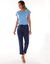 T-shirt uni détail boutonné maille jersey (bleu)