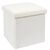 Coffre-pouf pliable, revêtement tissu côtelé (blanc)