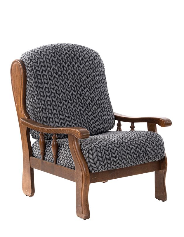Housse jacquard extensible motif chevrons spéciale fauteuil rustique (gris anthracite)