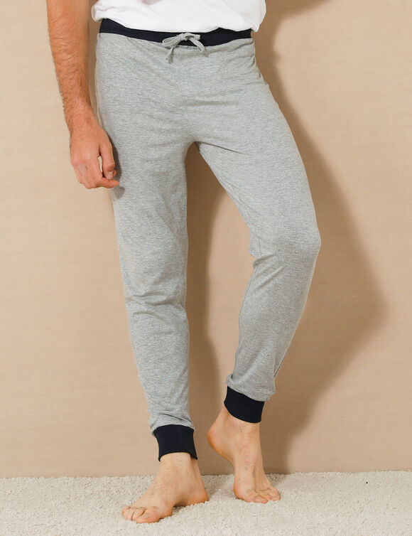Pantalon pyjama bas resserr&eacute;s - lot de 2 (gris + marine)